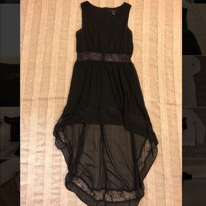 Sexy black lace asymmetric dress